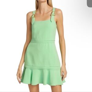 Jonathan Simkhai green Clara buckle strap mini dress